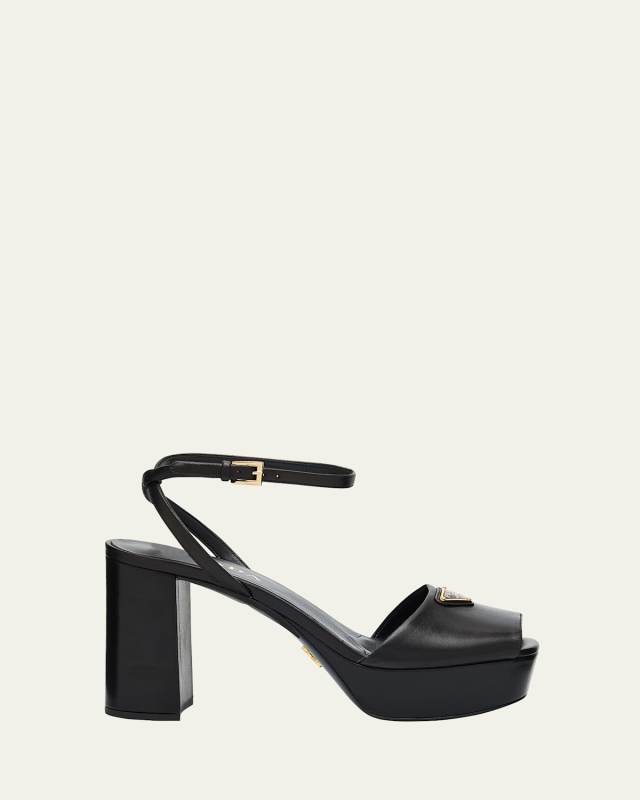 Nappa Triangle Peep-Toe Platform Sandals